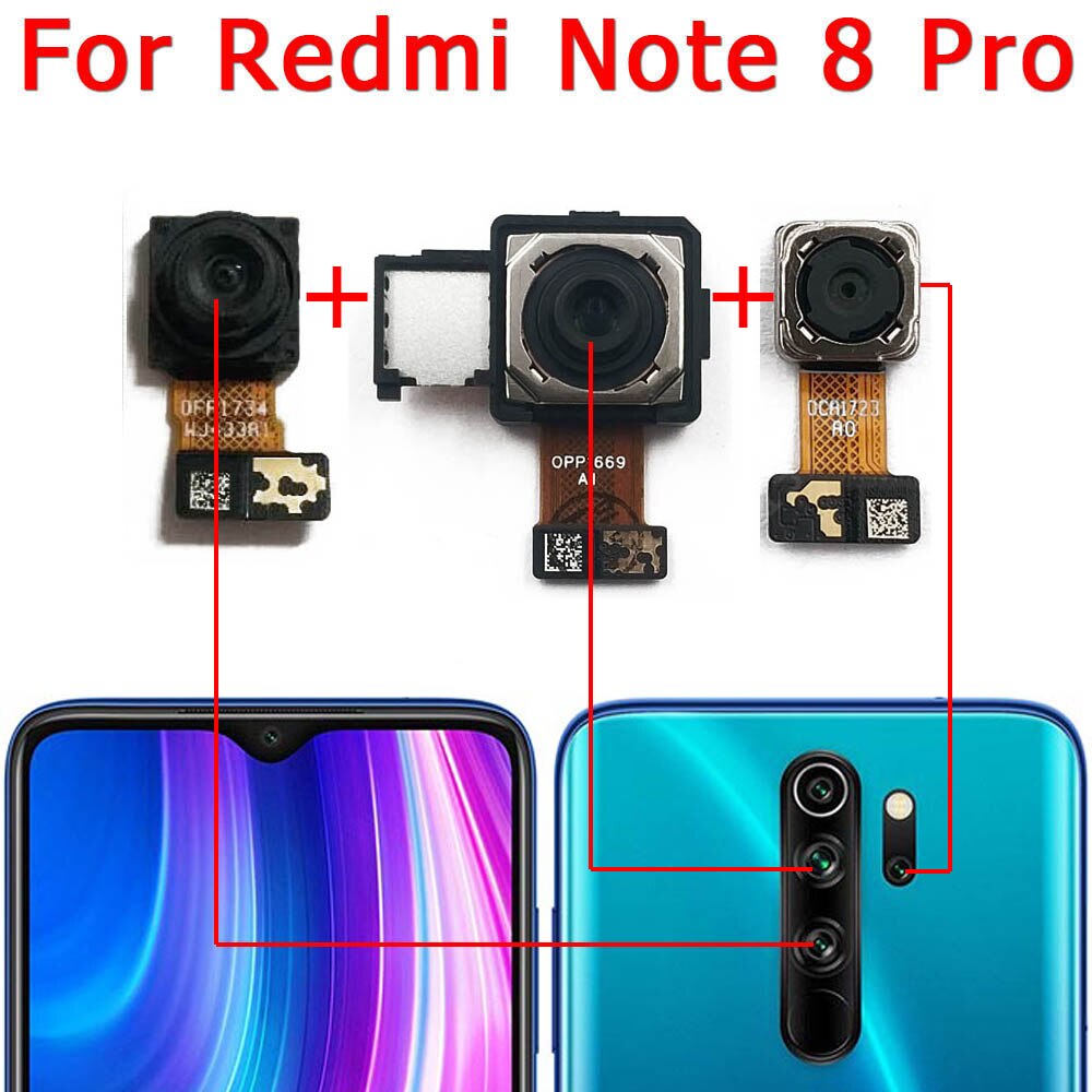 Caméra arrière pour Xiaomi Redmi Note 8 Pro, 8 Pro, Module de caméra principale, câble flexible, pièces de rechange