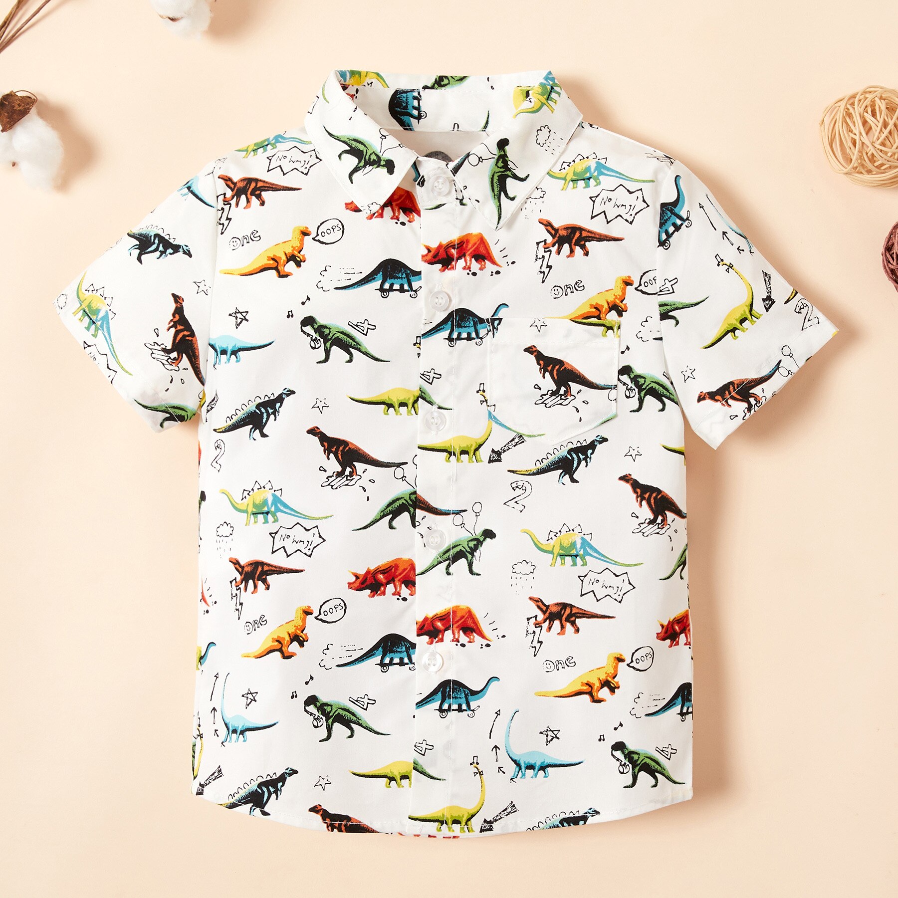 Patpat 2020 novo verão bebê menino dinossauro impresso camisas diárias topos casual multi-color