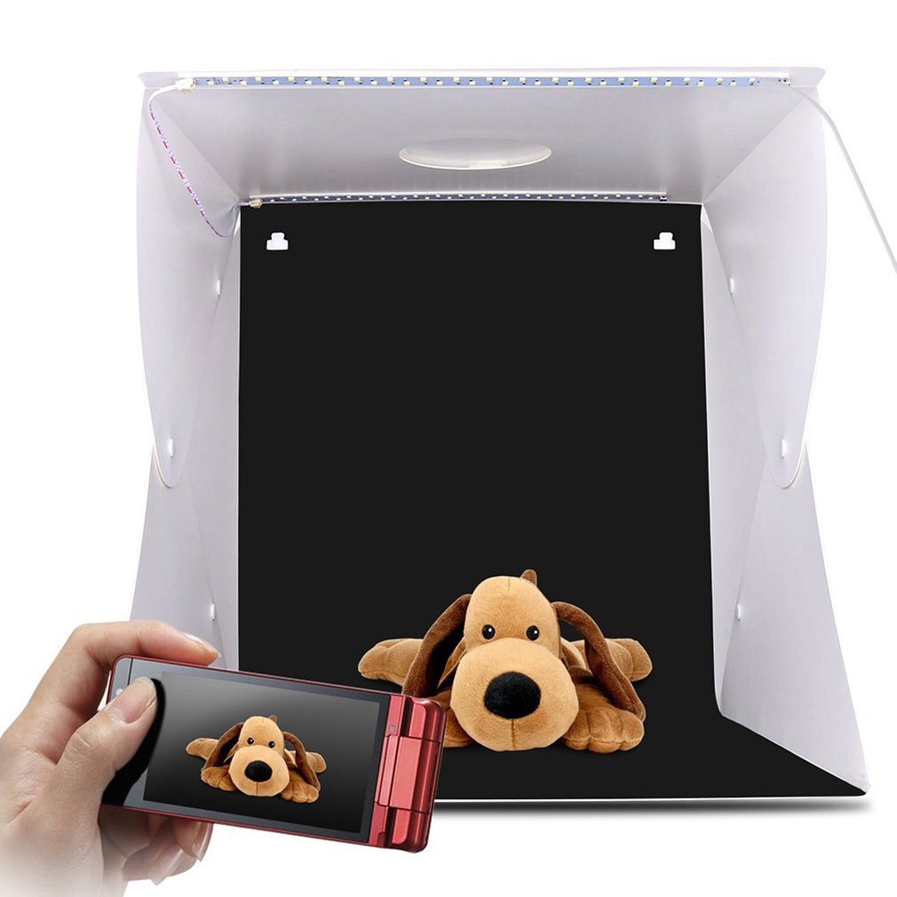 40CM grande taille pliant Lightbox photographie Photo Studio Softbox lumière LED boîte souple Photo fond Kit boîte lumineuse bouton Type