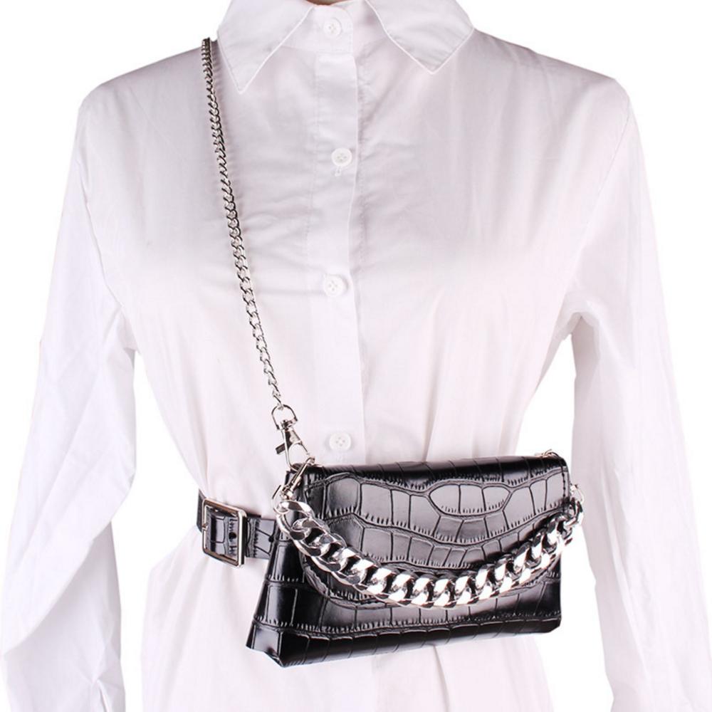 Women Leather Chain PU Leather Waist Bags Crossobdy Hand Bag Tote Clutch Chain Messenger Bags Shoulder Bag Flap Handbag for Lady