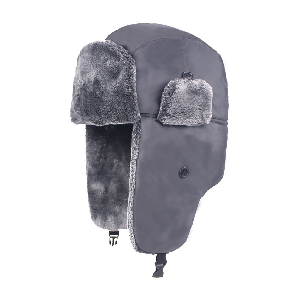 Russian Ushanka Cap Scarf with Earflap Winter Outdoor Trapper Cap for Men Winter Warm Bomber Hats Thicken Fur Neck Warmer Soft: gray