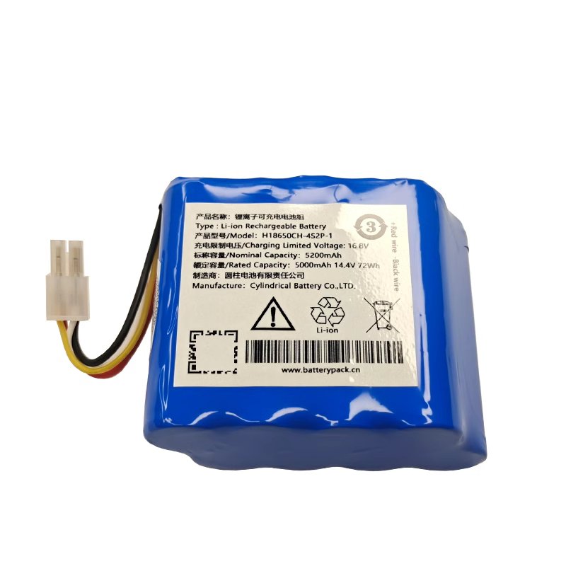 Paquete de batería de litio recargable, H18650CH-4S2P-1, 5000mAh, 14,4 V, 72Wh, enchufe de 4 líneas