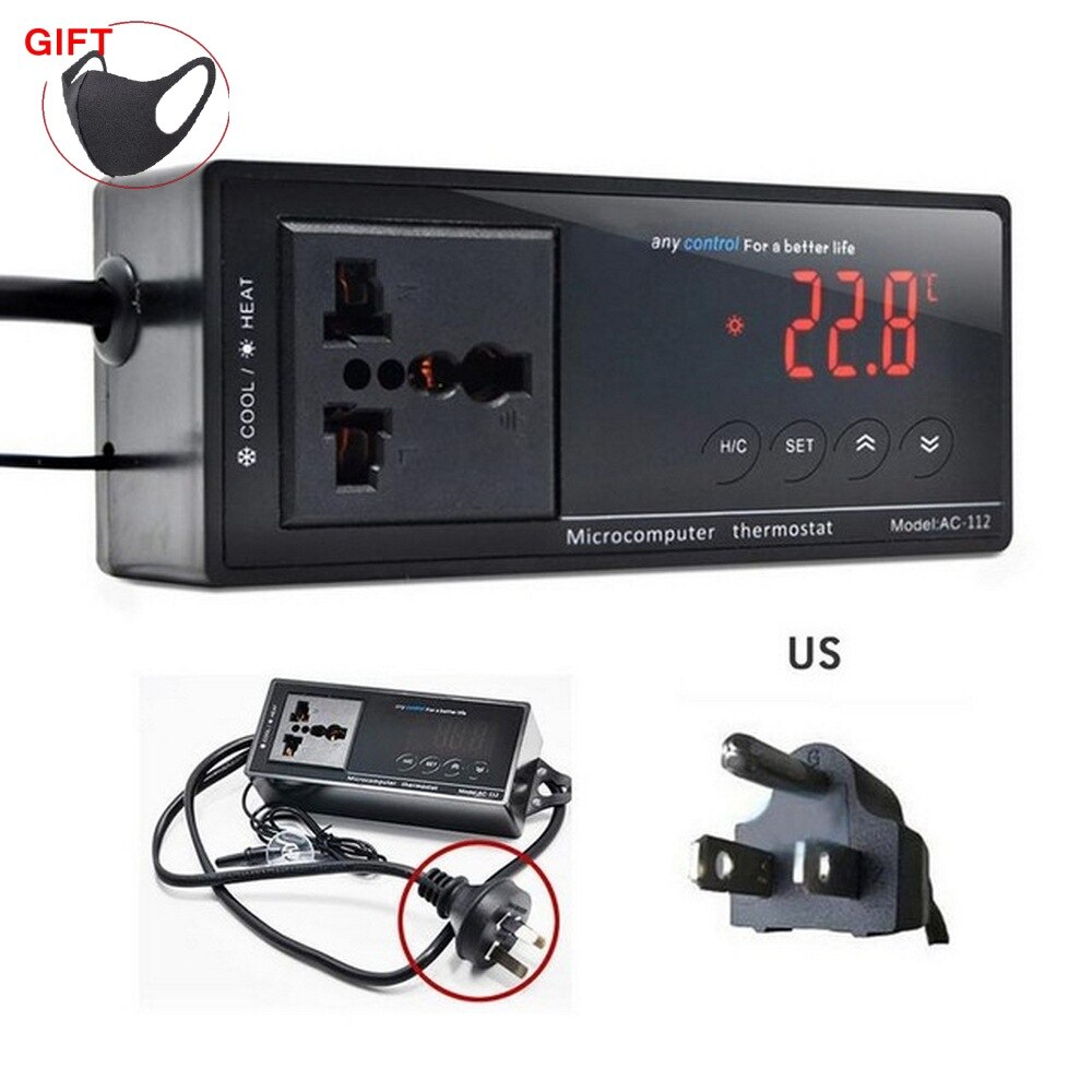 Temperatura w akwarium kontroler cyfrowy termostat inteligentny uniwersalny włącznik/wyłącznik regulator temperatury szklarni: US wtyczka