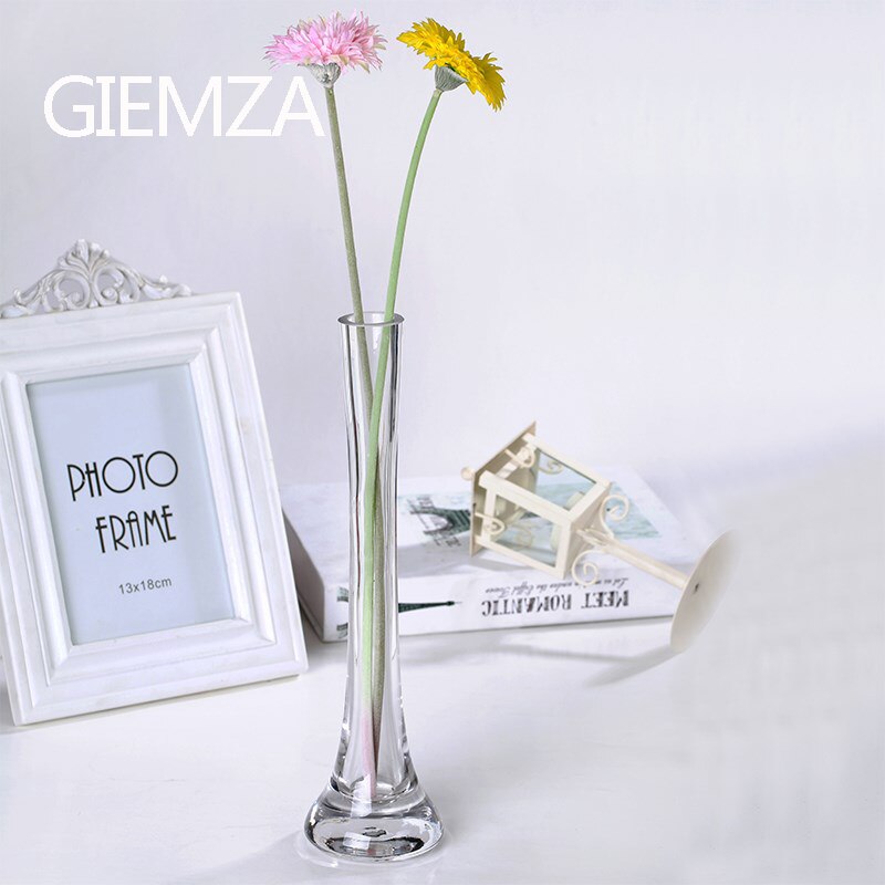 Giemza glas høj vase gennemsigtig hydroponisk luftplante 1pc cylinder rør rundt høje blomstervaser rent værktøj til hjemmet