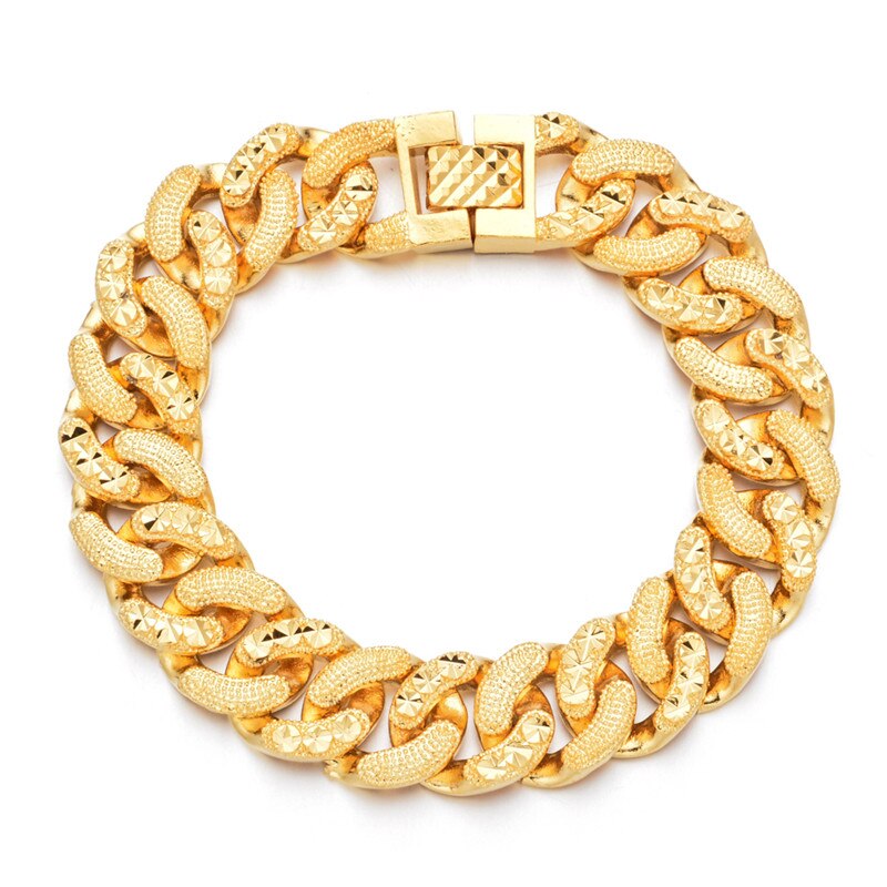 À la Or Chaîne Bracelets Pour Femme Hommes Cuivre Poli Multi-style cubain lien Chaîne Bracelet & BangleJewelry Sans Fondu: Style 1