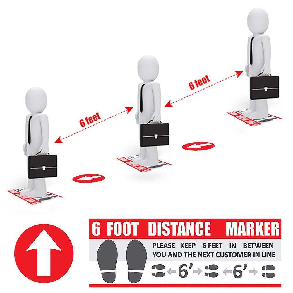 6 Feet Social Distance Marker Floor Sign Stickers Public Safe Distancing For Businesses Stores Entrances Checkout Floor Label