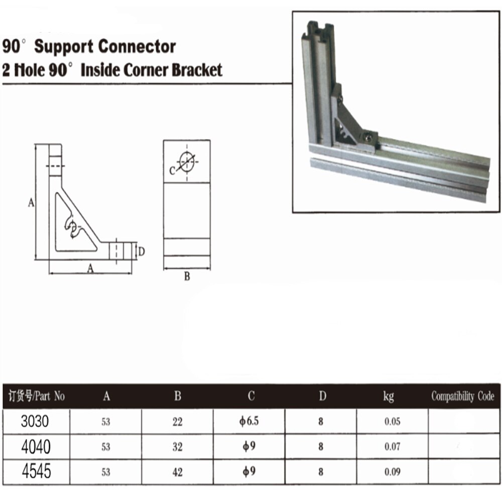 1 pcs 90 graden Hoek Hoek Beugel Verbinding Joint voor 3030/4040/4545/6060/8080 serie aluminium Profiel