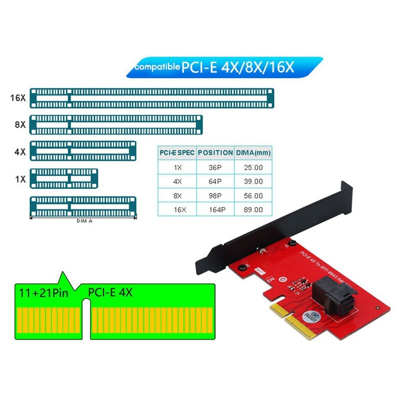 Scheda adattatore PCI-E 4X a SFF-8643 scheda adattatore U.2 Pcie Nvme a PCI-E SSD Hard Disk