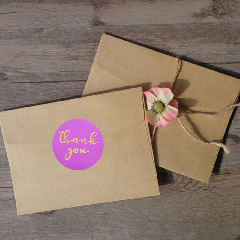500 Uds./rollo, pegatinas de agradecimiento, sello de hoja de oro, álbum de recortes con decoración para bodas, adhesivo de papelería