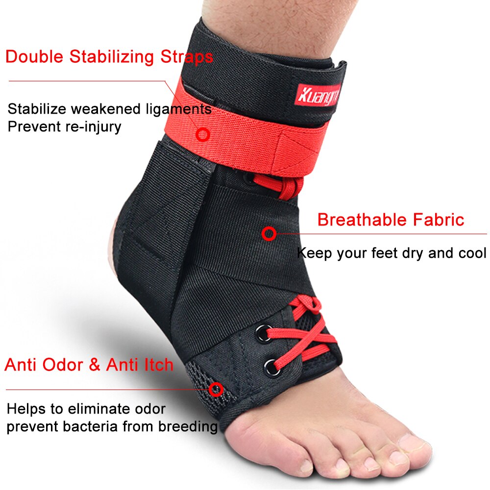 Kuangmi 1Pair Ankle Support Foot Guard Adjustable Ankle Brace Support Protector for Sprain Injury Basketball Volleyball Football