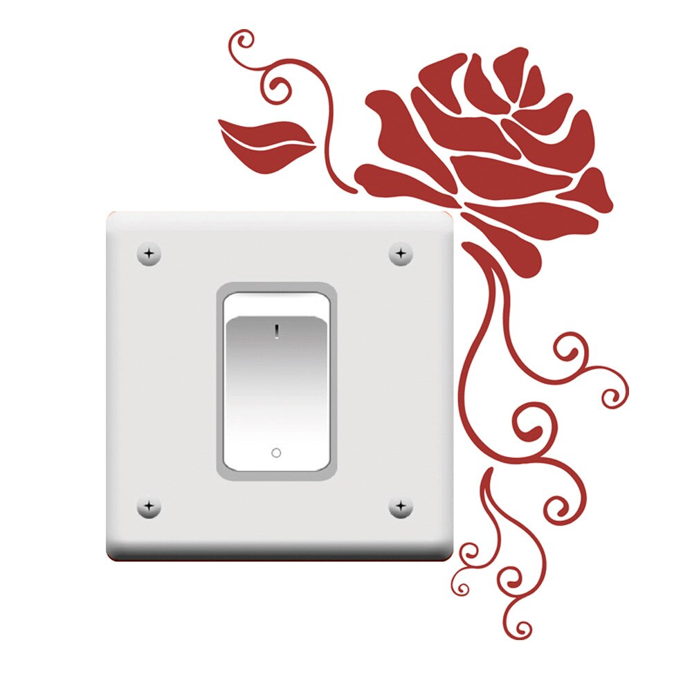 Flowers bloom Light Switch Funny Wall Decal Vinyl Sticker: Red