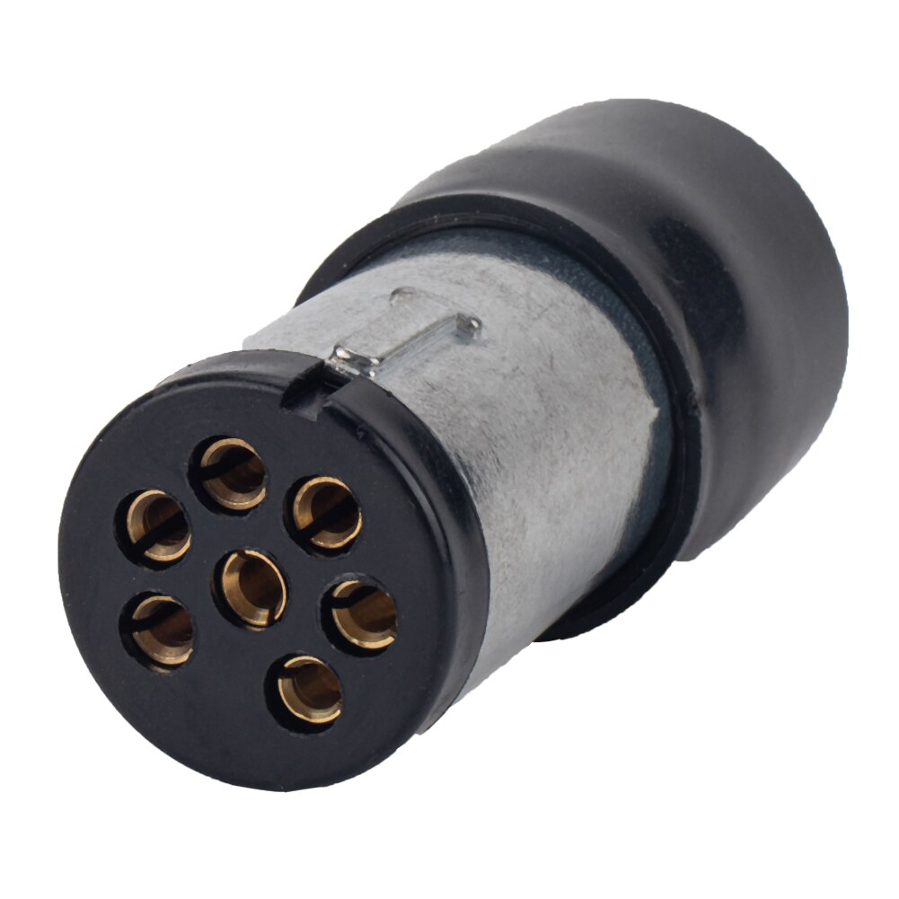 7 Pin Small Round Aluminum Metal Trailer Plug Light Connector for Boat Caravan Car Truck