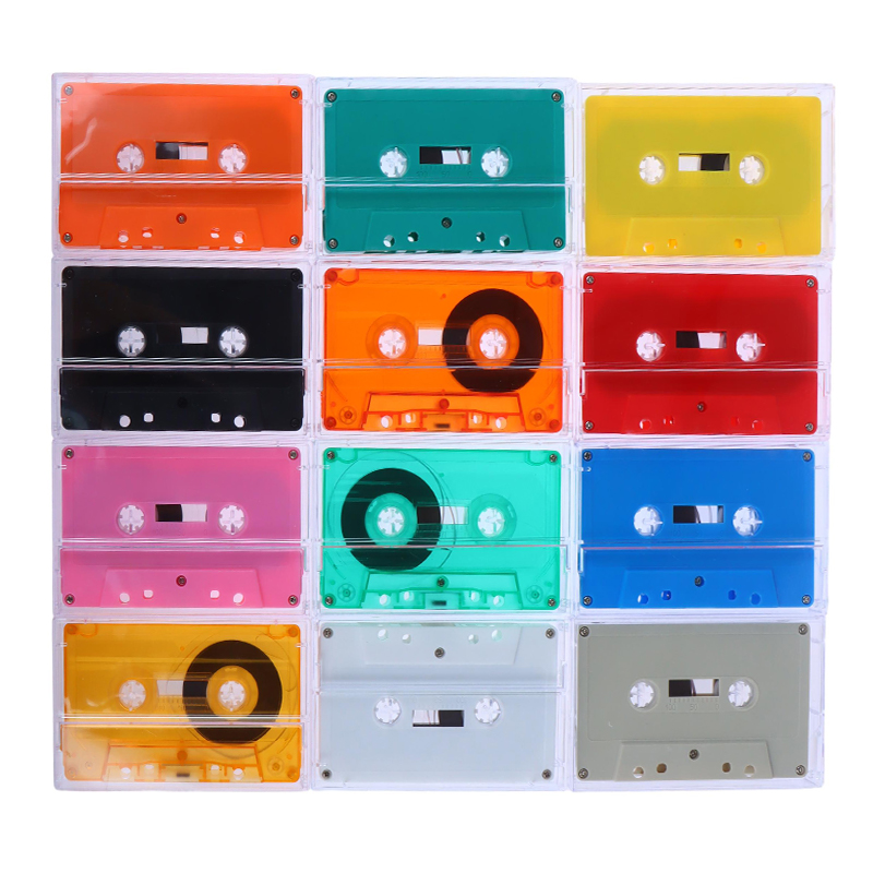Boîte de Rangement Transparente pour Cassette Standard, Lecteur de Cassette Vierge avec 45 Formations Magnétiques pour Audio, Musique, Statique, 1 Ensemble