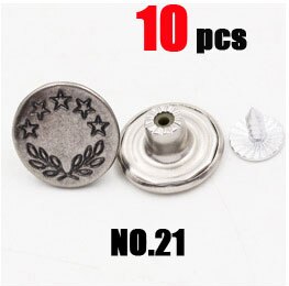 10 Stks/zak 17 Mm Metalen Jeans Knop Naaien Kleding Accessoires Broek Jean Knop Decoratie Voor Diy Naaien: NO.21 10pcs