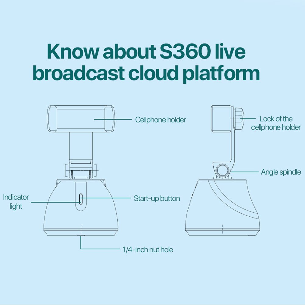 Holder 360 Degree Rotation Accessories Gimbal Stabilizer Smart Shooting Outdoor Auto Face Tracking Camera Mount Selfie Stick ABS