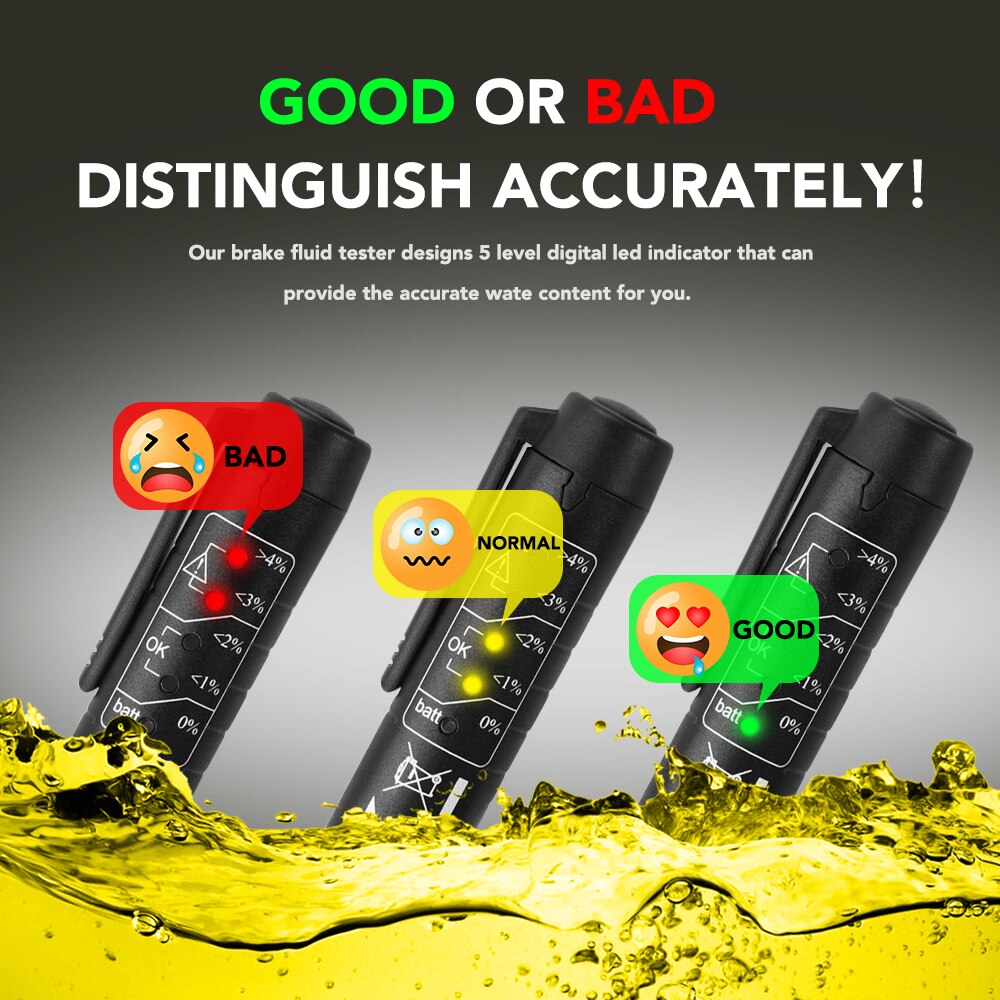 Car Brake Fluid Tester 5 LED Oil Check Pen for Fiat abarth 500 stilo ducato palio bravo doblo