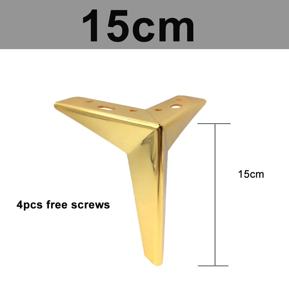 Pied de meuble en fer forgé à angle droit, avec vis, haute charge, pour canapé, café, armoire de bureau: 15cm bevel gold