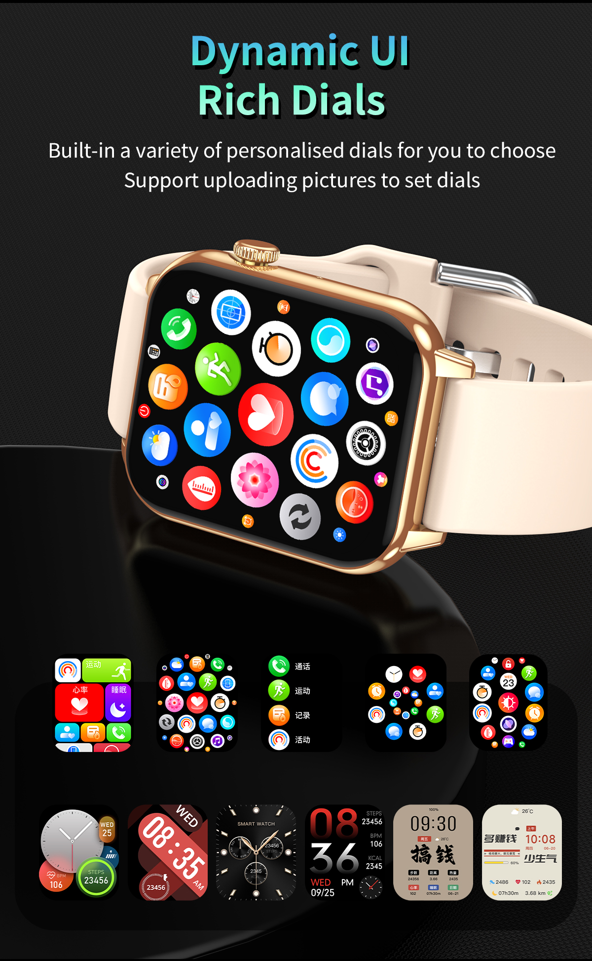 accorto guarda Bracciale sportivo Bluetooth parlare Frequenza cardiaca Pressione sanguigna Ossigeno nel sangue IP67 impermeabile NFC Regalo da 1,9 pollici per le donne