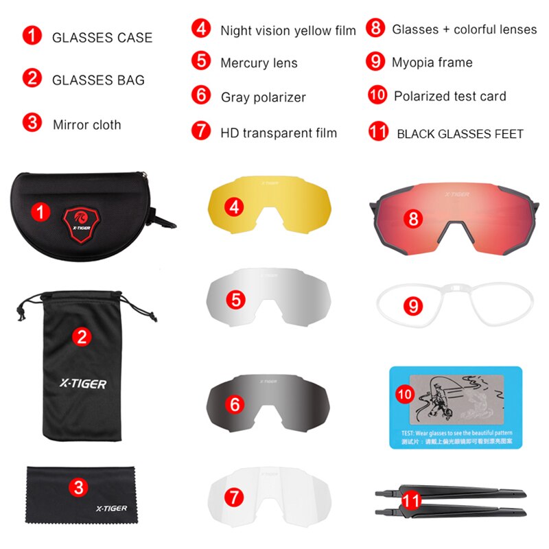 Gafas polarizadas X-TIGER para ciclismo, gafas para deportes al aire libre, gafas para bicicleta de montaña, gafas de sol para hombre y mujer, gafas para ciclismo