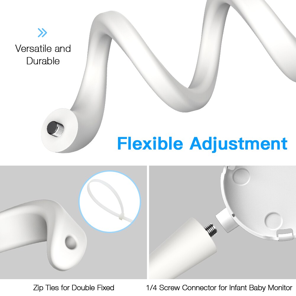 Soporte Flexible de montaje en giro para Monitor de bebé de GHB-Vb603,Lullaby-LB603 y Tenboo-TB101, se sujeta a estantes de cuna o muebles
