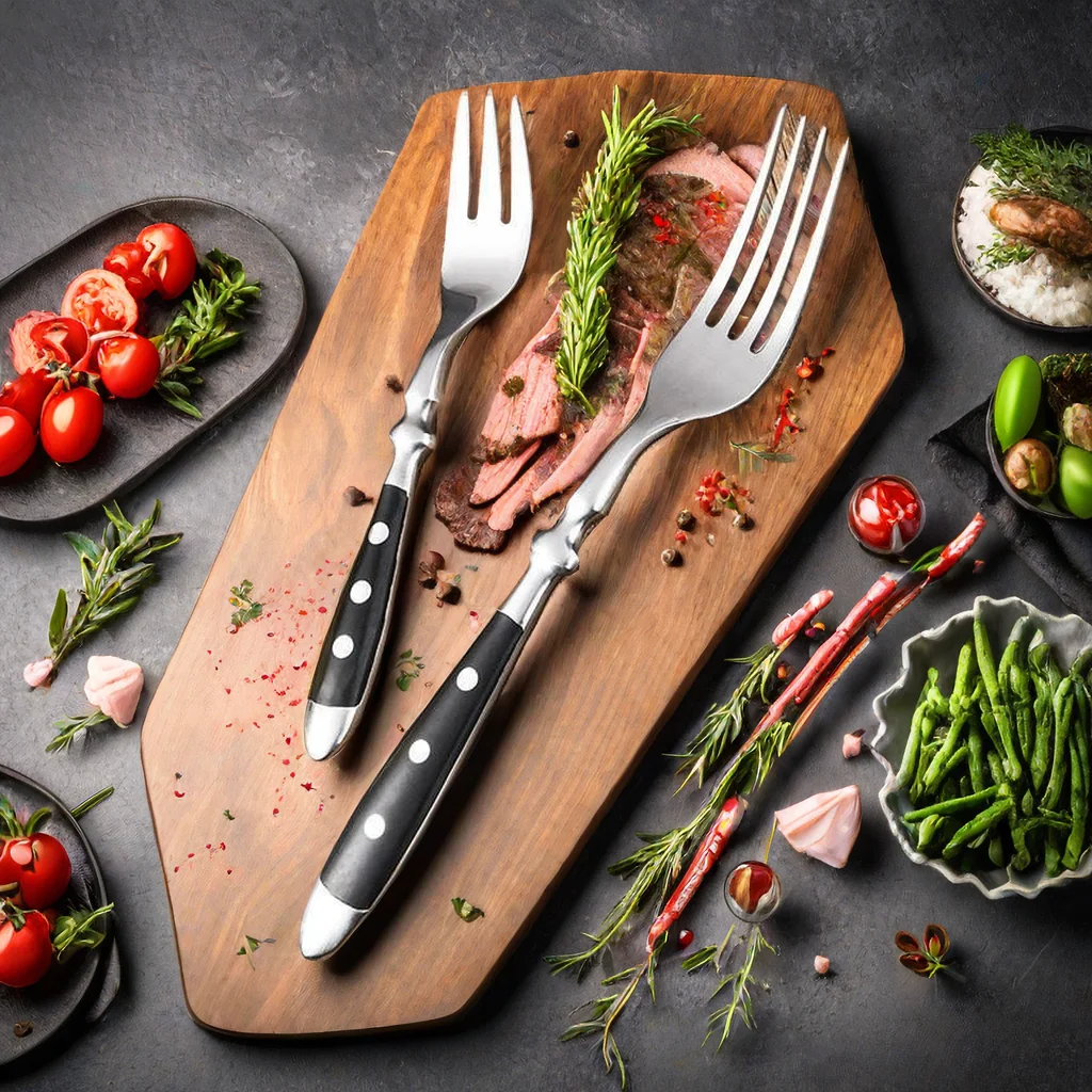 Cubiertos clásicos y elegantes de acero inoxidable, juego de 4/6/8 piezas, cuchillo deportivo de , cuchillo para carne con horquilla completa, juego de cubiertos creativos