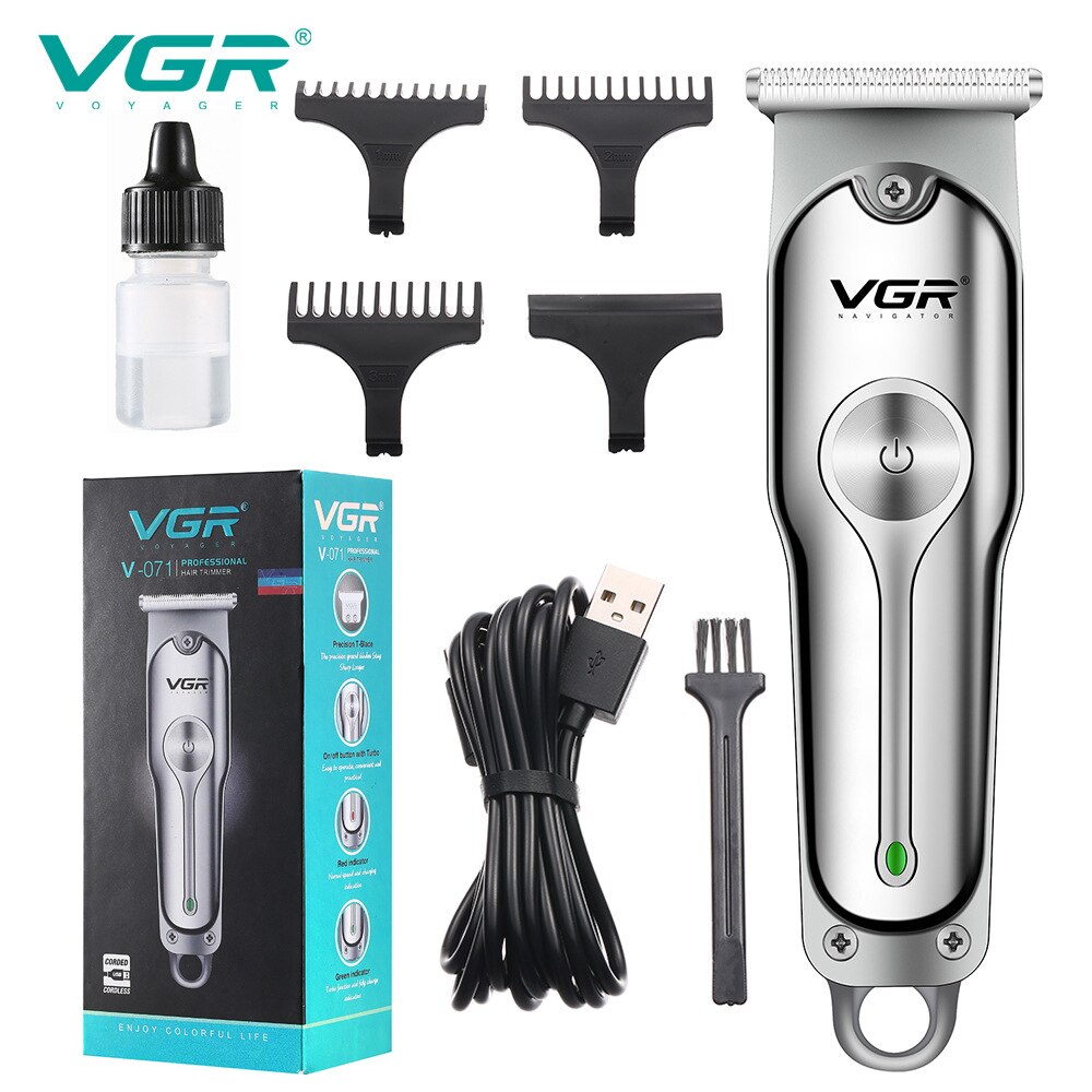 Vgr Professionele Kapper Tondeuse Oplaadbare Tondeuse Voor Mannen Baard Trimer Haar Snijmachine T-Mes Kapsel Tool: V-071 with box