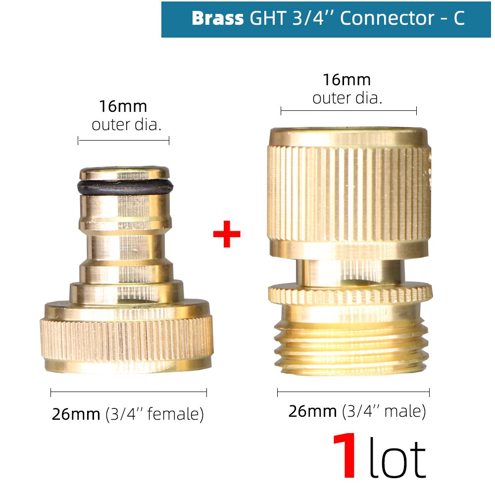 RBCFHl 1PC Garden Hose GHT Solid Brass Quick Connect Male Female Connectors Fittings 3/4'' Thread Coupling Irrigation Adapters: C-1PC