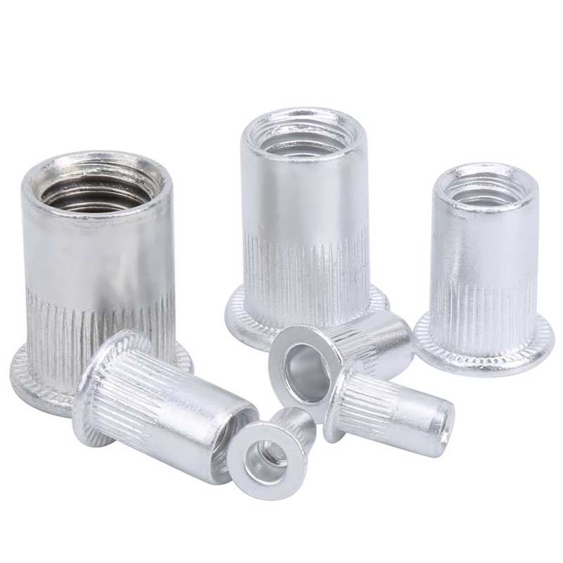 Rivnut Nutsert Rivet Nut Set Flat Head Aluminium Nutsert Assortment with Storage Box Industrial Tool Straight Rivet Nut