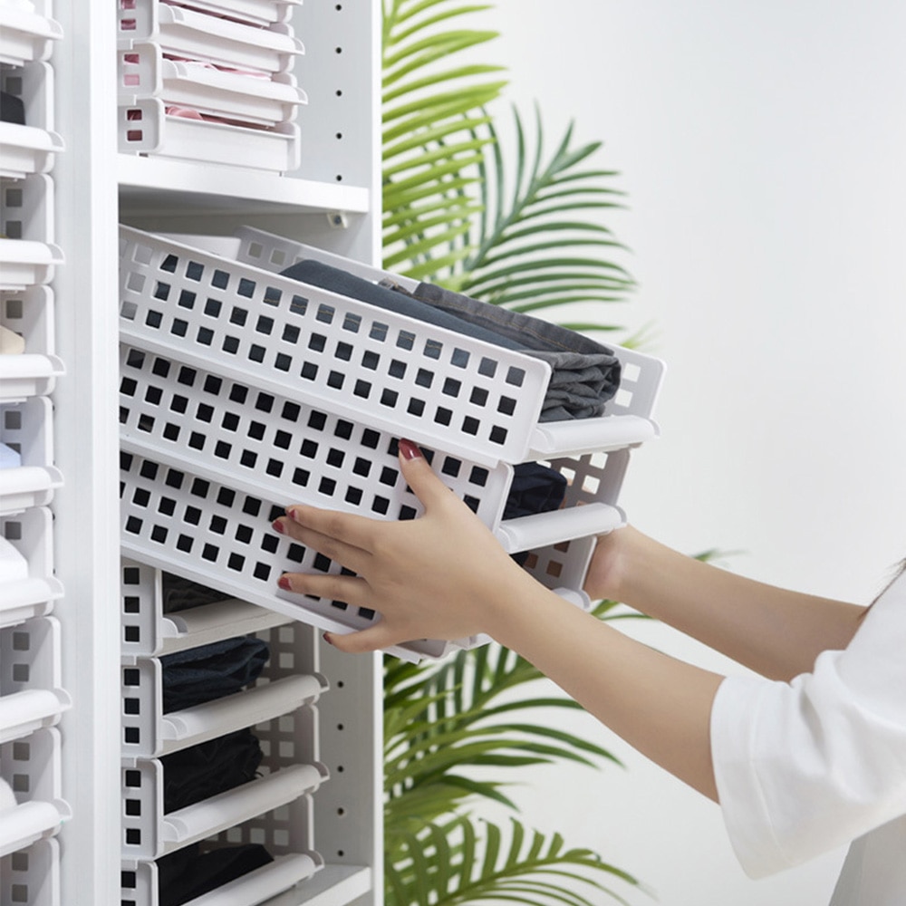 Wardrobe Multi-Layer Clothes Storage Box Drawer Home Plastic Storage Basket Separated Wardrobe Storage Box Rack Folding Drawer