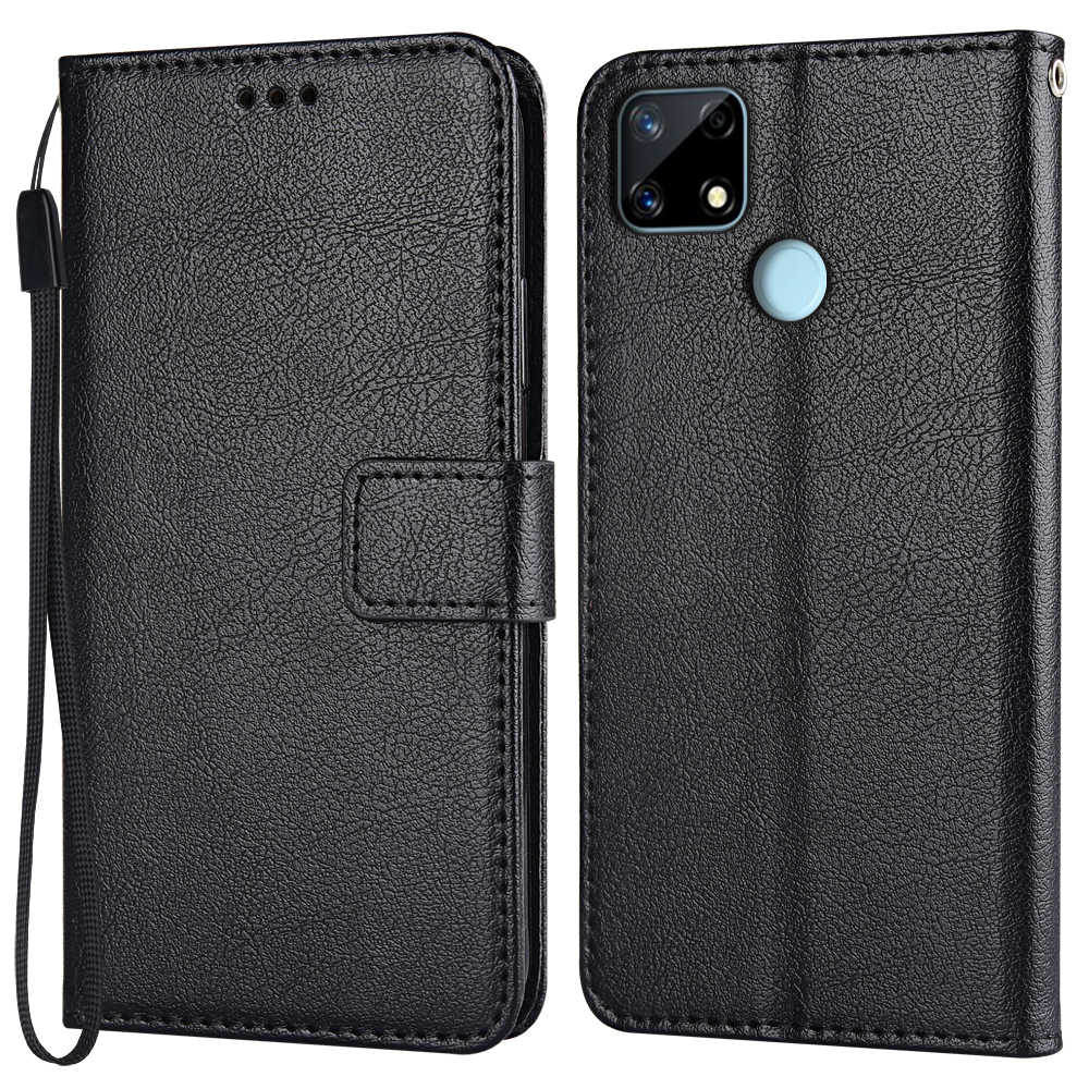 Flip Wallet PU Leather Case For Realme C12 C 12 RMX2189 Funda Stand Business Phone Holster Stripe Protect Cover