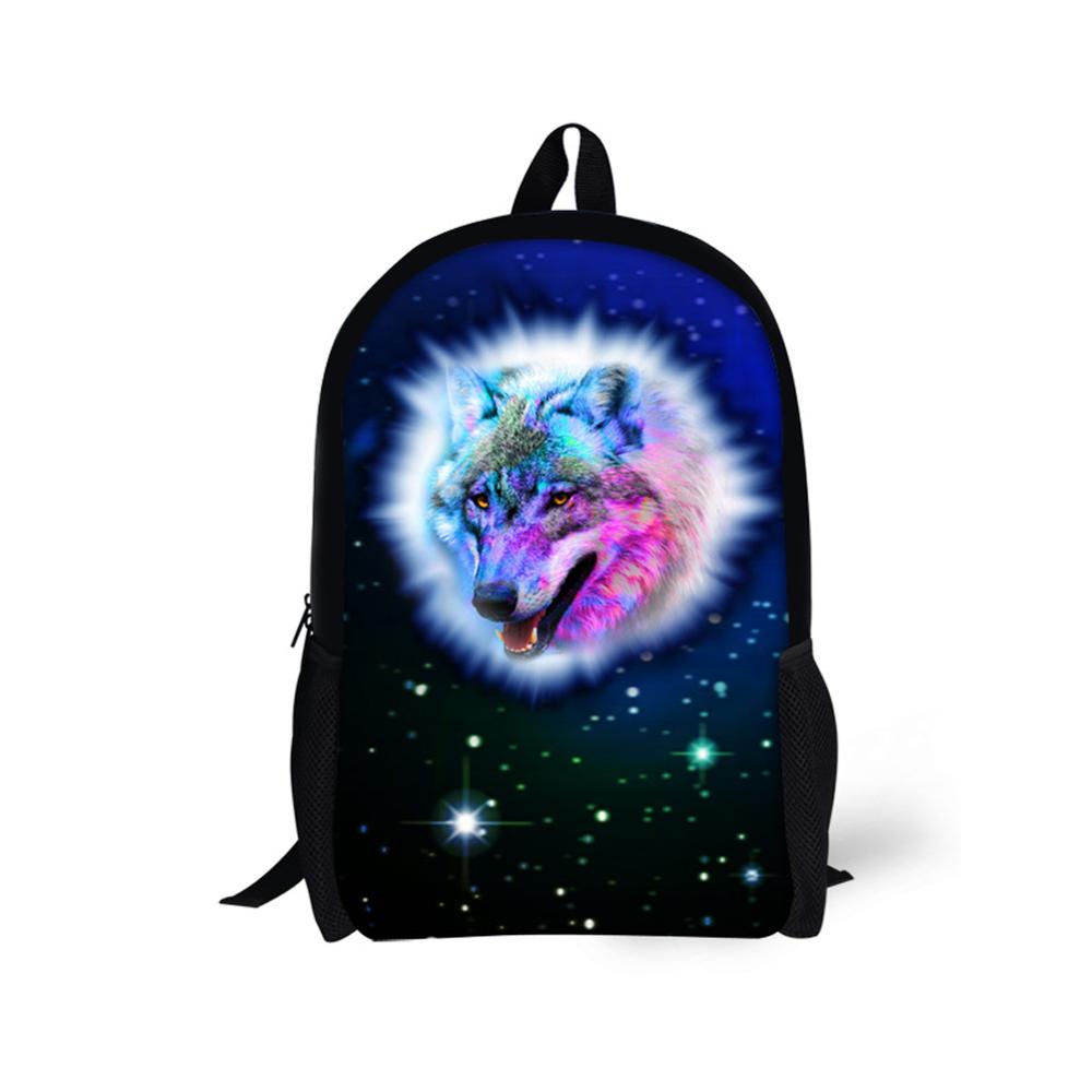 O tema do lobo padrão personalizado das mulheres dos homens mochila esportes lazer mochila feminina estudantes de pouco peso mochila: CC3224C