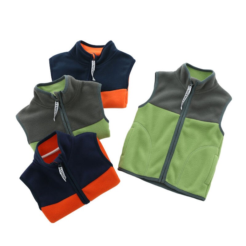 Children's Fleece Vest Thickened Spring Autumn Winter Boys Coat Wearing Jacket Fleece Vest for Kids P2 93