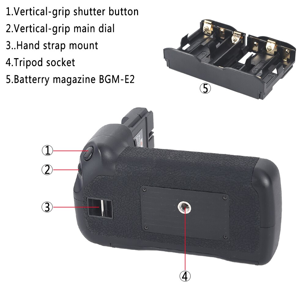 DSTE BG-E2N Batterij Grip voor Canon EOS 40D 20D 30D 50D C40DA DSLR Camera