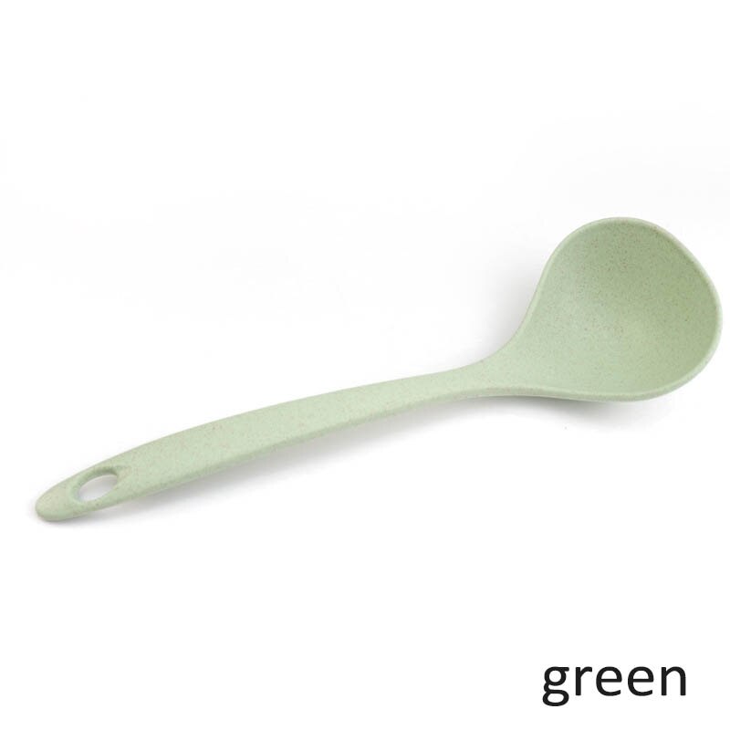 1Pcs Rijst Pollepel 4 Kleuren Maaltijd Diner Scoops Koken Tool Stalk Lepel Servies Tarwestro Lange Handvat Keuken Benodigdheden: green