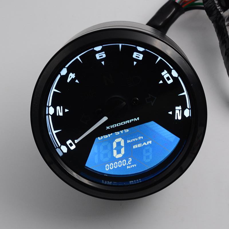 Universal Modern Similar LCD Digital Motorcycle Odometer Speedometer Motorcycler Adjustable Cafe Racer