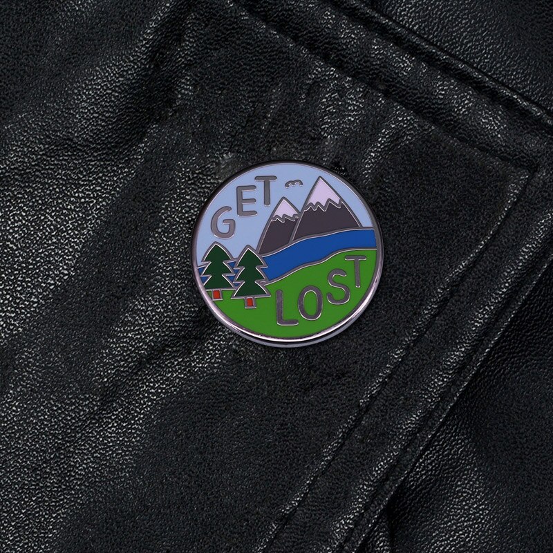 Beautiful Get Lost Adventure Button Brooch Hikers Explorers and Day Dreamers Perfect Accessory