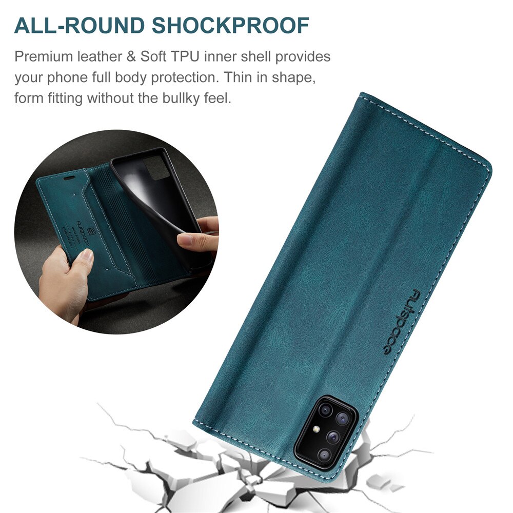 Funda de cuero con tapa para Samsung Galaxy A51, carcasa de lujo con tarjetero magnético para Galaxy A71, 4G