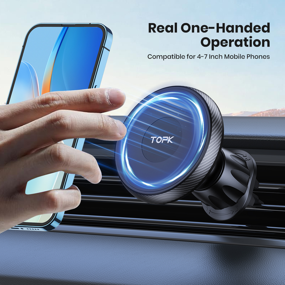 TOPK Magnetyczny uchwyt samochodowy na telefon Air Vent Stojak samochodowy na telefon Magsafe iPhone 15 14 13 ProMax Xiaomi Samsung Mocny uchwyt magnetyczny