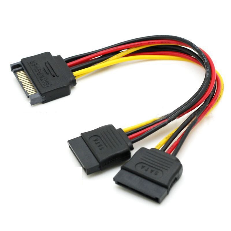 5 pcs 15 Pin SATA Male to 2 SATA Splitter Female Power Cable
