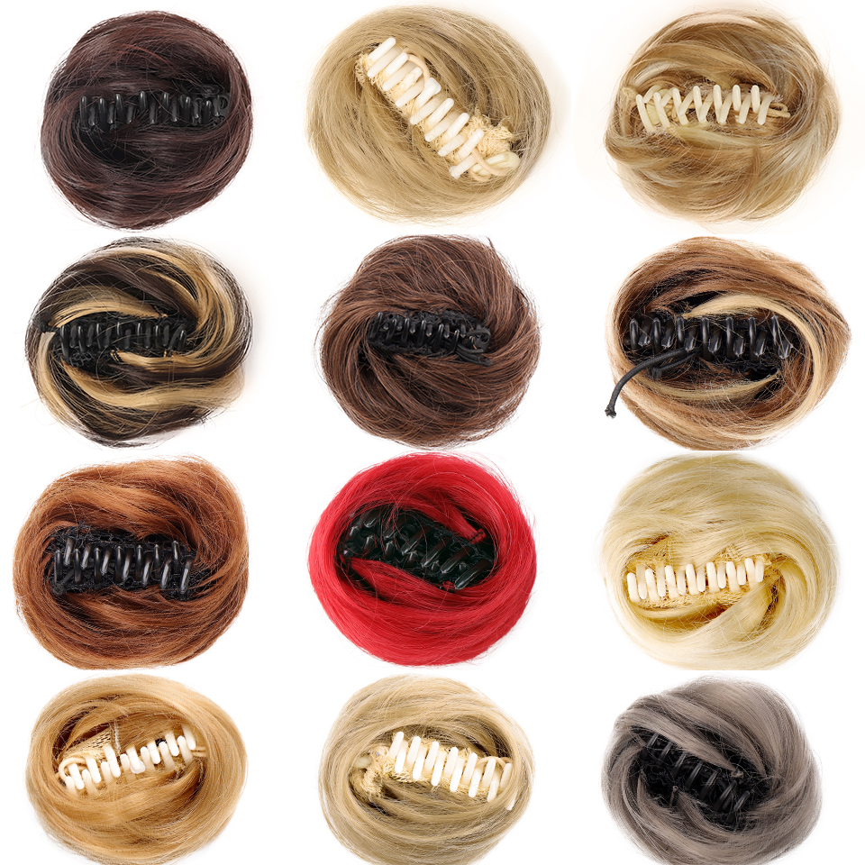 Women's Claw clip Hair Buns Synthetic Curly Chignon Ombre Claw Hair Messy Buns Updo claw Clip In Hairpiece For Women