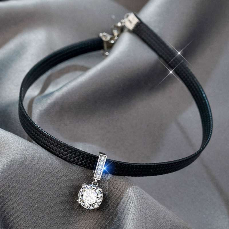 Koreaanse Mode Fluwelen Choker Ketting voor Vrouwen Vintage Sexy Kant Ketting met Hangers Gothic Meisje Hals Sieraden Accessoires: Titanium Plated