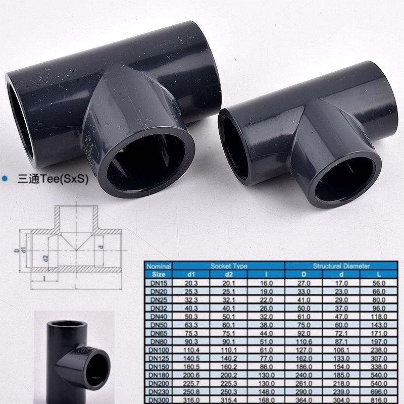 1~3pcs I.D 20~160mm UPVC Tee Pipe Connector Garden Watering Greenhouse 3 Way Water Tube Joint Fittings Irrigation System Adapter