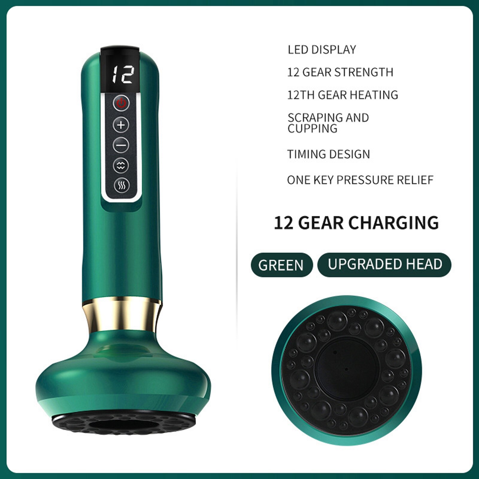 Gua Sha – grattoir électrique Anti-Cellulite, brûleur de graisse, masseur à ventouses, chauffage méridien, drague, appareil Guasha, nouvel arrivage 2022: Green-Heating