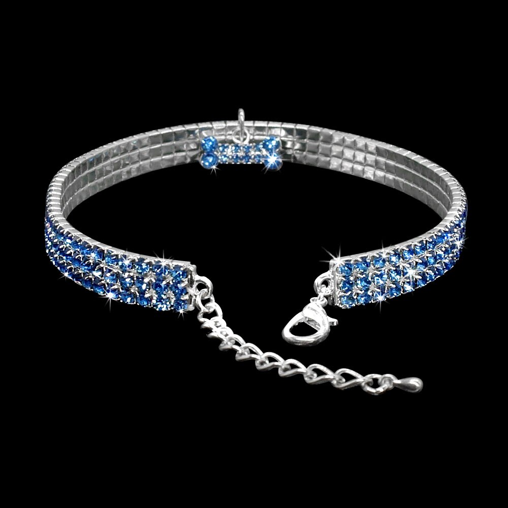 Coleira brilhante para cães e gatos, colar com strass diamante para animais de estimação, colar para cachorros e gatos