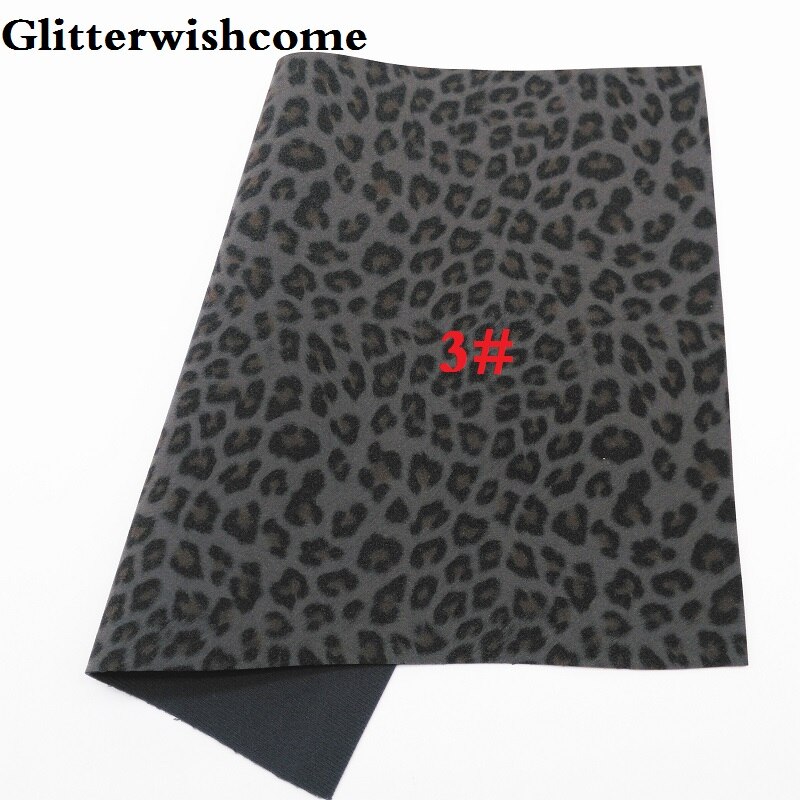 Glitterwishcome 21X29CM A4 Size Vinyl Voor Bogen Gedrukt Luipaard Op Suède Faux Lederen Lakens Voor Bows, GM3199B: 3