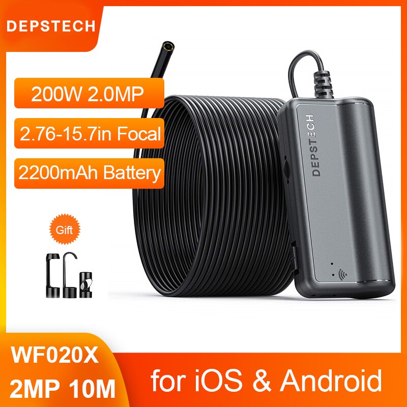 DEPSTECH WF020X caméra d'inspection sans fil IP67 étanche WiFi Endoscope Endoscope 1200P HD serpent caméra pour Android IOS tablette