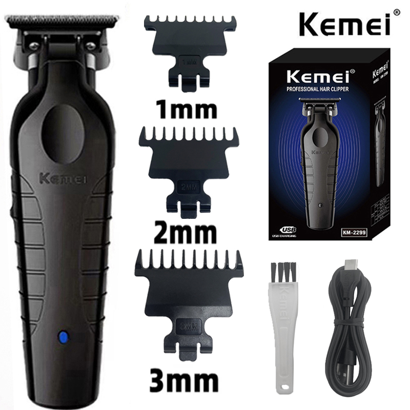 Kemei 2296 Barber Akku-Haarschneider 0 mm Zero Gapped Carving Clipper Detailer Professionelle elektrische Finish-Schneidemaschine: Rot