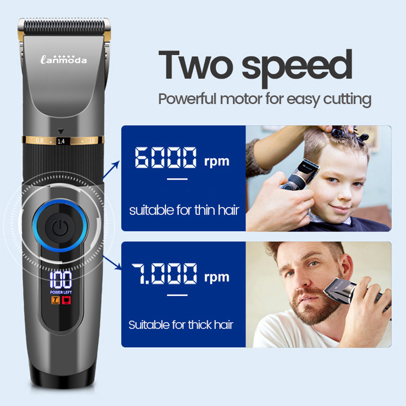 Professioneller Haarschneider, wiederaufladbar, elektrischer Trimmer für Männer, Bart, freundlicher, Friseur, Schneidemaschine, Haarschnitt, LED-Bildschirm, wasserdicht