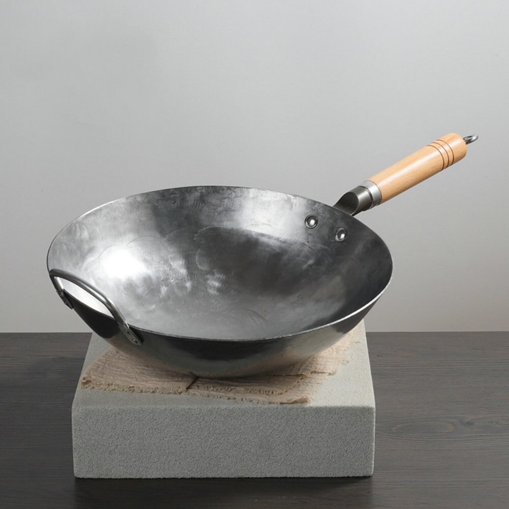 Kinesisk jern wok håndlavet jern wok nonstick pande ikke-belægning gaskomfur køkkengrej