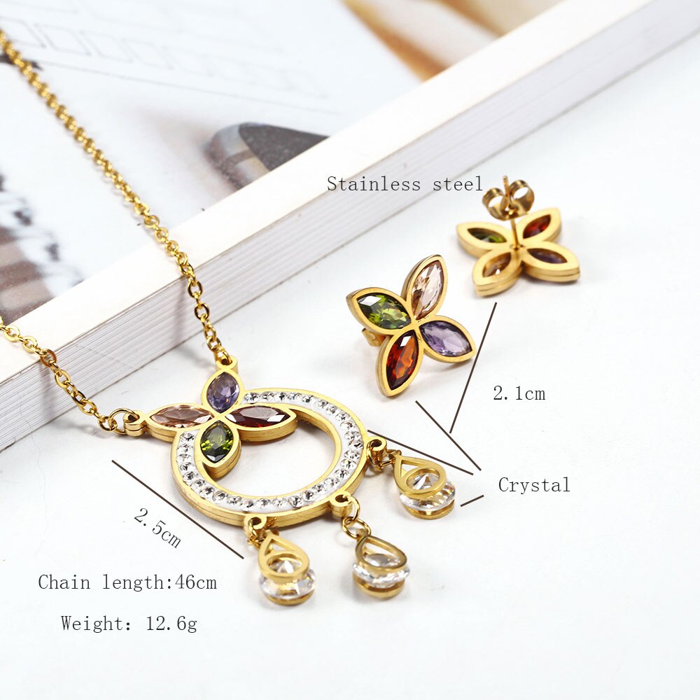 OUFEI Stainless Steel Jewelry Sets Fifts For Women Vogue Pendant Necklace Earrings set Jewelry Accessories